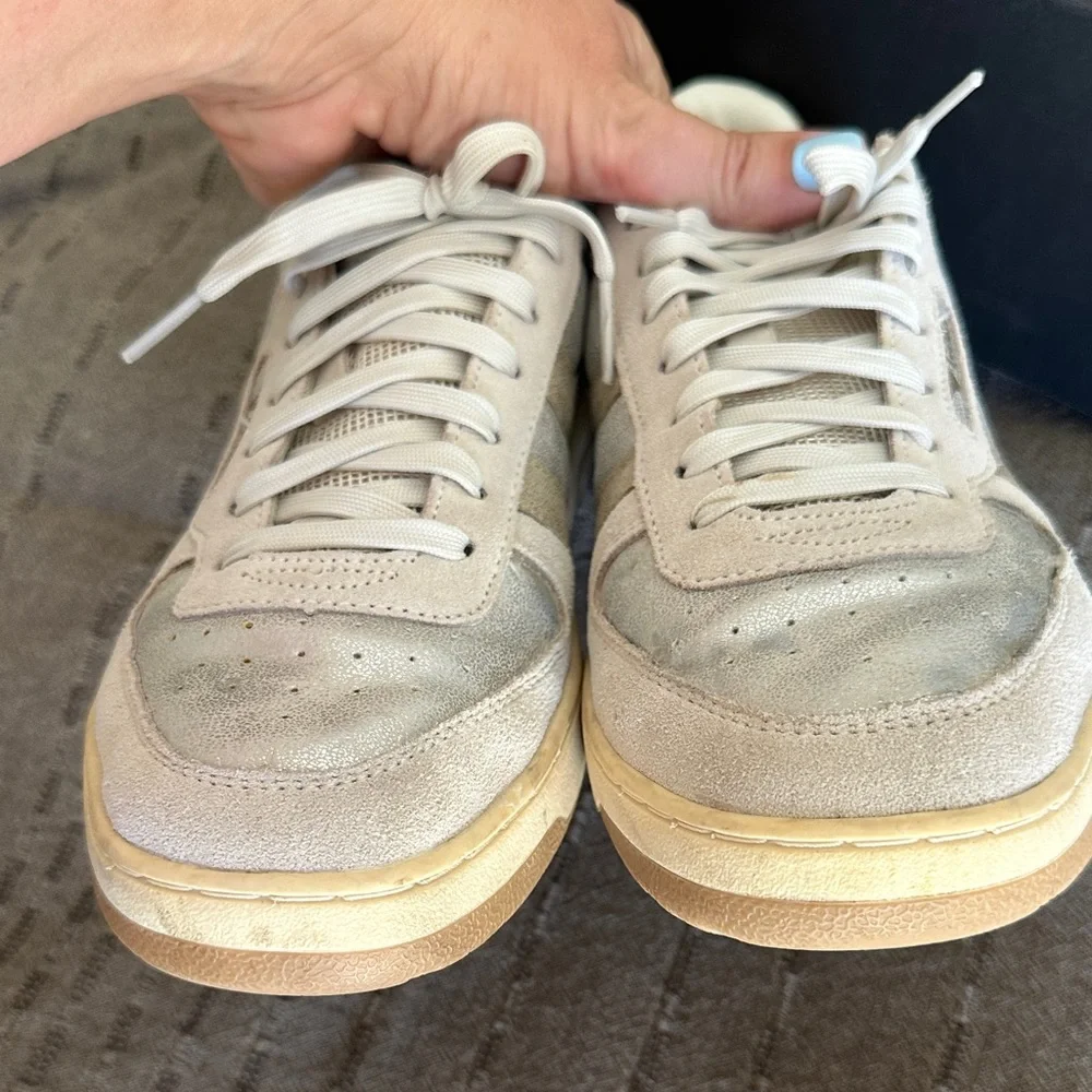 Gola Matallic Suede Court Sneakers - Cream - Picture 4 of 8